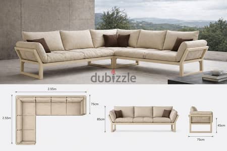 Custom L-shape sofa + 2 seats + middle table