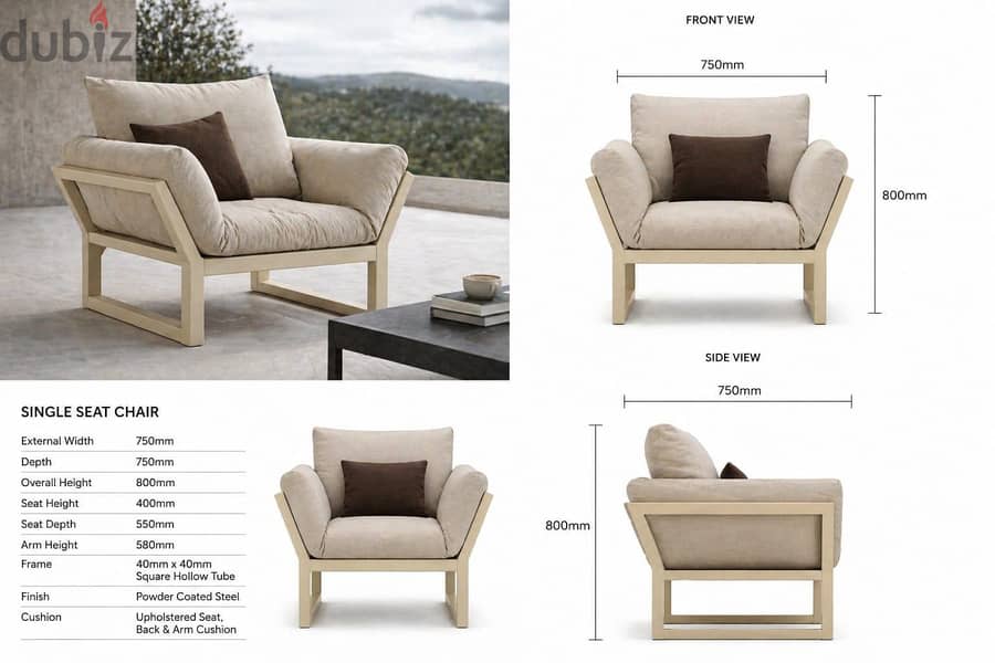 Custom L-shape sofa + 2 seats + middle table 2