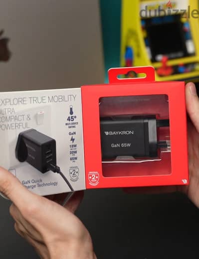 baykron wall charger super fast 65W 3 ports type C&USB apple شاحن جديد