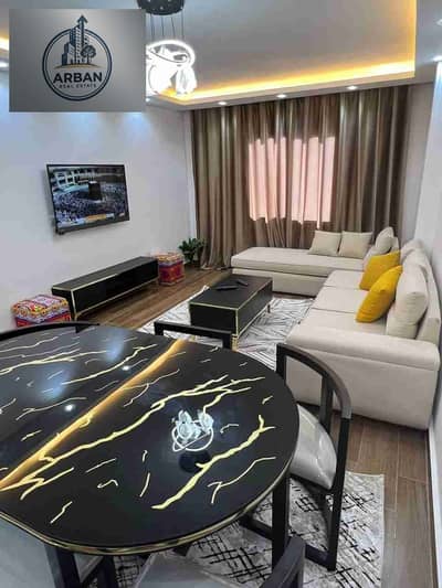 For rent: furnished hotel apartment in Zahra Al-Maadi in front of the Kuwaiti mosque behind the Fifty Mall, directly near restaurants and international brands.
