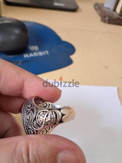 خاتم فضه عيار ٩٩٠ مقاس ٢٣