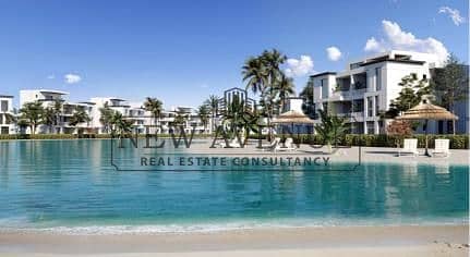 First row fully finished Ground Chalet with a very prime location on sea delivery in 6 months for sale in Cali Coast North Coast developed by Maven d