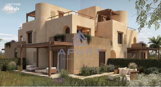 شاليه مميز 3 غرف نوم تشطيب كامل بإطلالة على اللاجون للبيع في رأس الحكمة من تطوير مراكز
