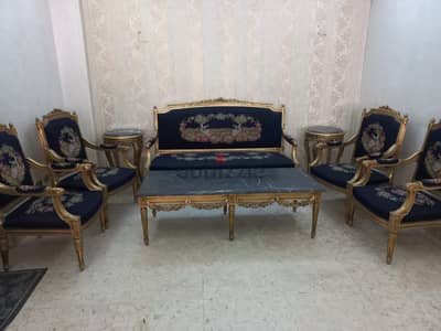 صالون ابيسون 5 قطع +  3 ترابيزات رخام