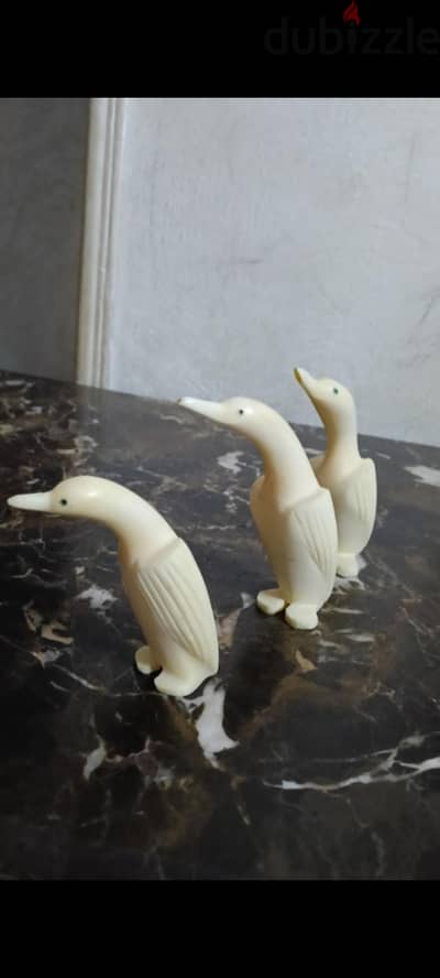 تحف فنية عاج منحوتة يدويًا على شكل طيور الغاق (Corm