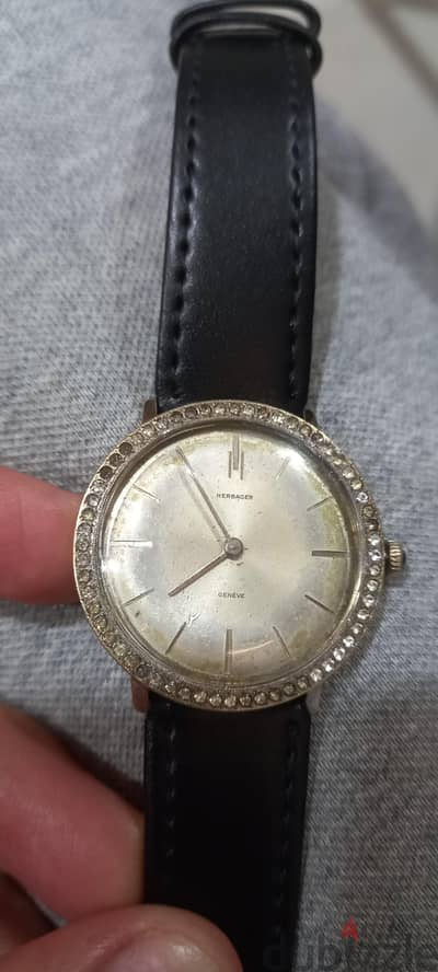 ساعه HERBAGER GENEVE دهب عيار ١٤  ملو فصوص الماظ