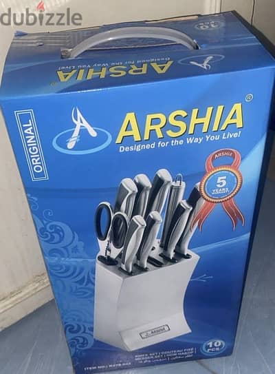 مجموعة سكاكين المطبخ Arshia German Steel، 10pcs الفولاذ المقاوم للصدأ
