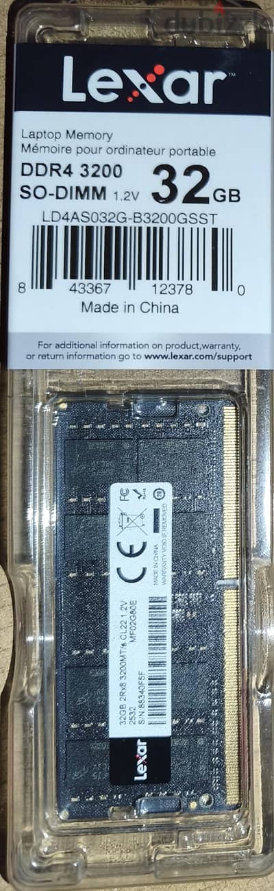 Lexar 32Gb DDR4-3200MHZ laptop Ram