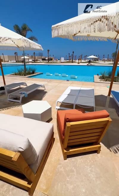 For sale chalet finished with installments , best view in seashore hyde park ras el hekma north coast