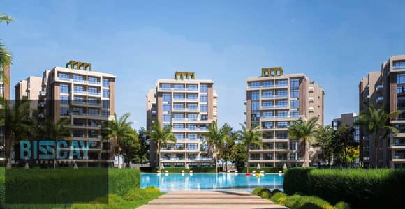 A distinctive 147m² apartment for sale in R8, strategically located within the New Administrative Capital, with an open view of the lagoon and landsca