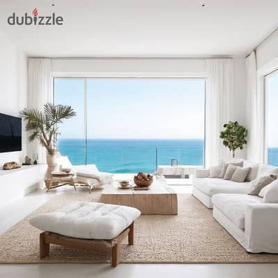 شالية غرفتين صف اول بحر للبيع على البحر مباشرة في العلمين الجديدة الساحل الشمالي  alamein north coast في لاجونز lagoons