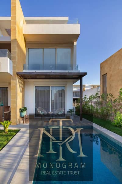 Swimming pool and the largest Horizon model ground chalet 260m+250m garden - 5 rooms + private pool - fully furnished - with a very distinctive view in Sea Shell North Coast - seashell