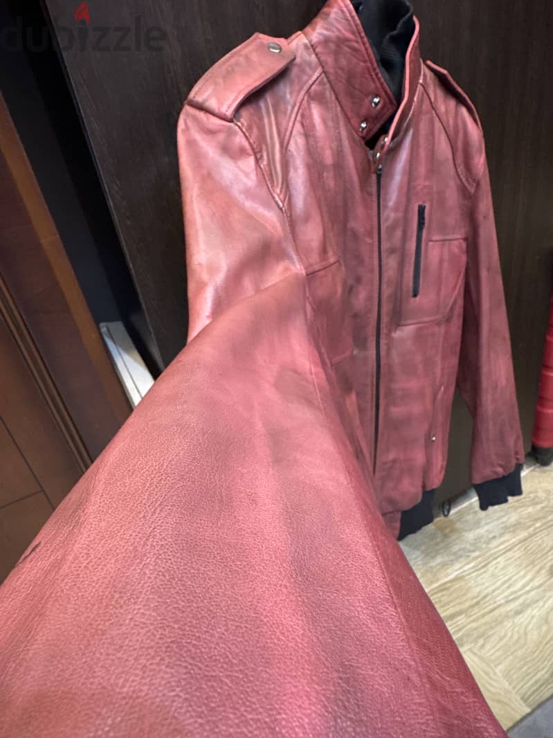old school Tye Dye red leather jacket 1