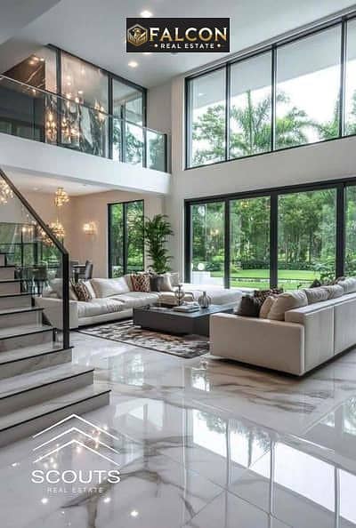 The last villa for sale in Al Bahr, fully finished, with a 31% discount or installments of up to 9 years, Prime Location on the coast