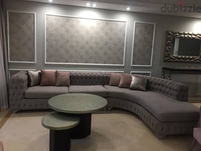 كنبة كبيرة حرف L كابوتونيه من  Villa No 5  قماش مستورد و٢ فوتيه  وبانك