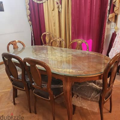 سفرة زان  ٨ كراسي ماركتريه وبوفيه مطعمين بالنحاس