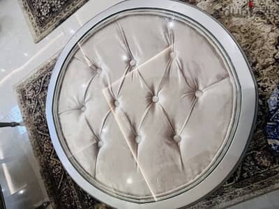 صالون بيچ وخشب فضي قماش من شطا زي الجديد استعمال خفيف ونضيف