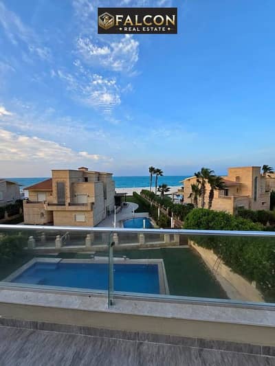 Two-bedroom chalet, first row, lagoon for sale in Marina 5 - Marina 5, Al Jazeera, in New Alamein, in Lisan al-Malik Dokkak, to Porto Marina, in insta