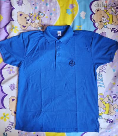تي شيرت بولو أزرق blue polo T-shirt