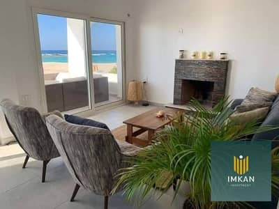 Chalet with a 120m terrace, a great deal for sale, fully finished with air conditioning, in Sodic View overlooking a sea lagoon in the village of Ogam