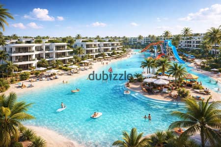 شالية مميز للبيع متطشب بالكامل باطلالة علي pool | زهرة الساحل الشمالي - امواج - شاليه للبيع - سيدي عبد الرحمن