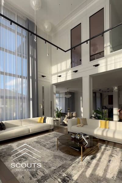 Duplex apartment for sale in Mountain View compound, full services, ready for viewing, with a wonderful view of the lagoons and landscaping in the hea