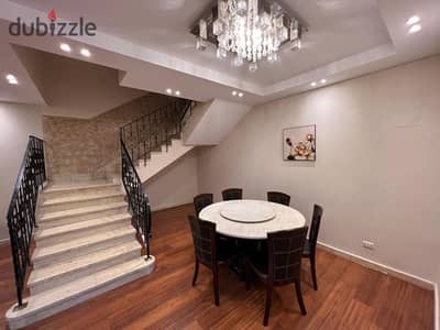Cheapest furnished villa in Al Rehab with complete special finishing, modern furniture, 4 bedrooms, distinguished location close to services, and a bargain price.