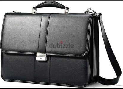 Samsonite Leather Flapover Briefcase شنطه سامسونيت جلد طبيعي