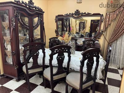 غرفة طعام + صالون مدهب + كونسول بالكراسي