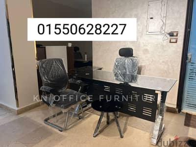 مكتب زجاج سكوريت على شاسيه معدن مقاس160سم من شركه KN office furniture