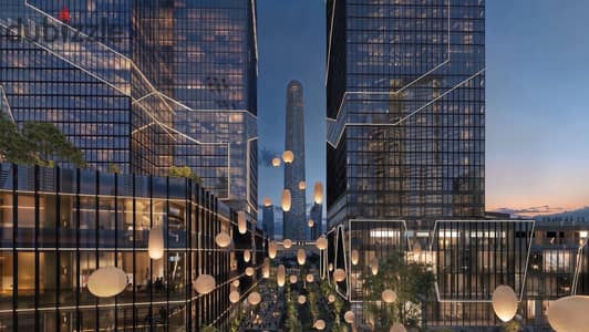 مكتب تجاري للبيع 61 م اماام البرج الايقوني مباشر في تاج تاون 2 Taj Tower العاصمة الادارية new capital بالتقسيط على 15 سنه