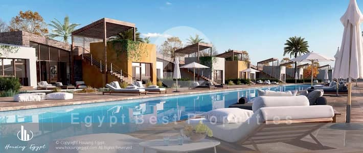 شاليه فاخر غرفة نوم بإطلالة بحر كاملة، تشطيب كامل مع التكييفات، بمقدم 5% وتقسيط حتى 8 سنوات في