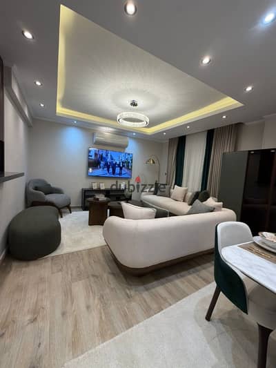 Ready-to-move-in fully furnished and equipped apartment in Amorada Compound, Fifth Settlement. Installment plans available.