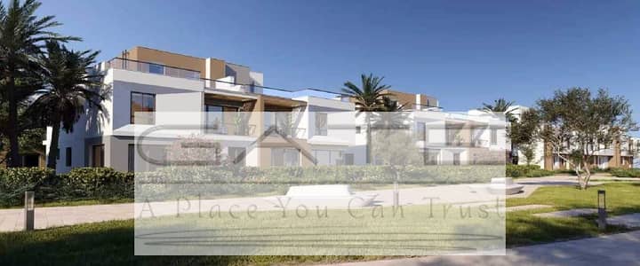 In the most prime location in the project | Twin house for sale, a great deal in Vye Sodic Compound, Sheikh Zayed, with a landscape view