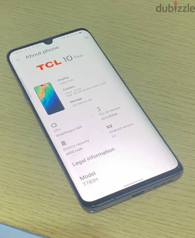 TCL 10+ Plus حالة ممتازة رامات 6 جيجا ومساحة 256 شاشة منحنية - للبيع