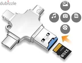 4 In 1 USB 3.0 To Type C -Micro -Lightning - TFCard Reader Memory Card