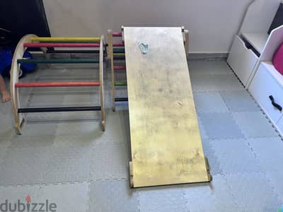 Montessori climbing toys, wood, fully functioning with stains