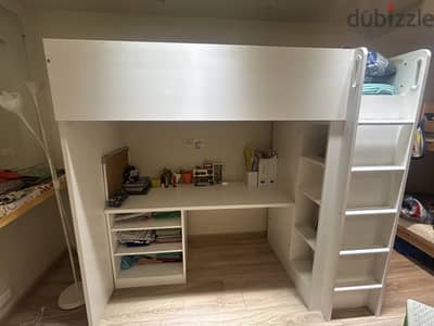IKEA loft bed with desk and storage