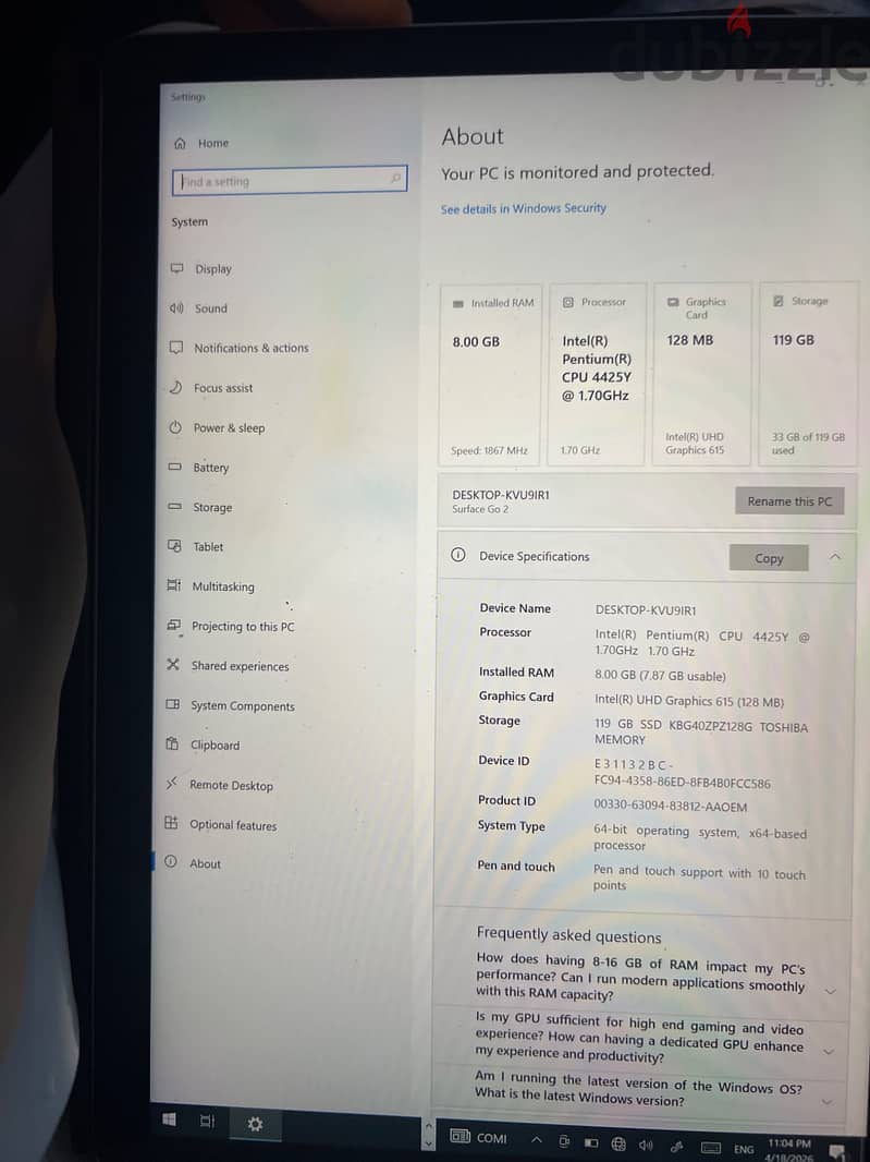 Microsoft surface Go 2 1