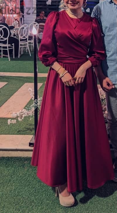 Burgundy Satin Dress