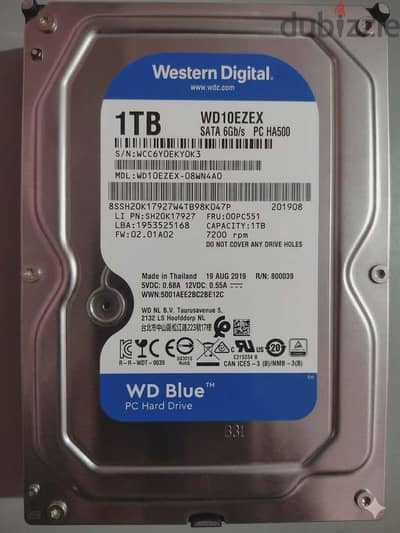 هارد 1 تيرا WD Blue أصلي 7200RPM سريع – حالة ممتازة