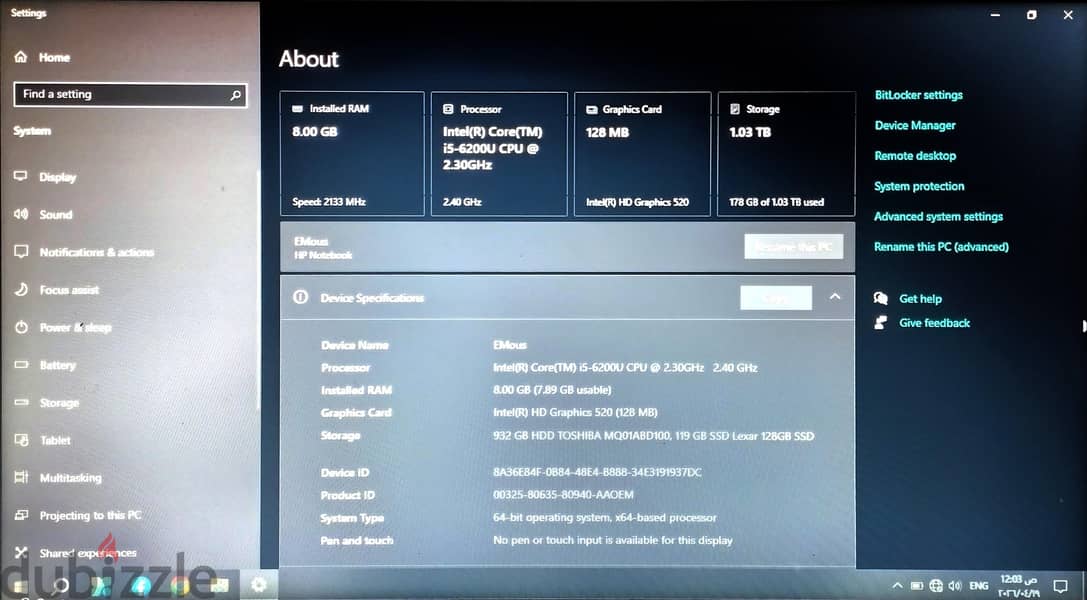 Hp Core i5 g6 2