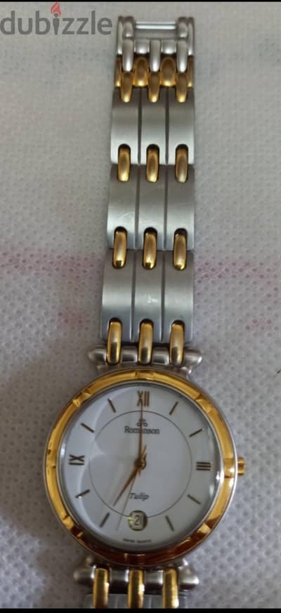 ساعة يد رجالي بطلاء الذهب ماركة رومانسون  Golden Plated Romanson Watch