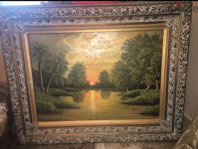 Large Vintage Framed Landscape Oil Painting – Luxury Classic Wall Art