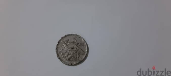 5 بيزيتا. أسبانيا. الملك فرانكو. إصدار 1957 يعنى من 68 سنة