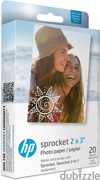 HP Sprocket 2x3" Premium Zink Sticky Back Photo Paper (20 Sheets)