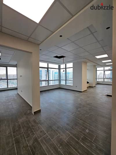 A distinguished administrative headquarters 220m finished air-conditioned for rent in Prime Location Elite Tower Zahraa El Maadi directly on the highway