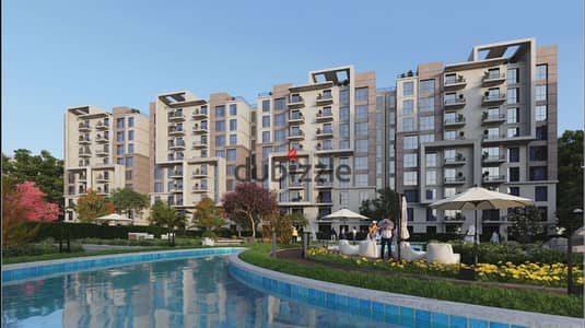 Apartment for sale with lagoon and landscape view in Canyon 8 project, New Administrative Capital, near Cairo Airport and the government district.
