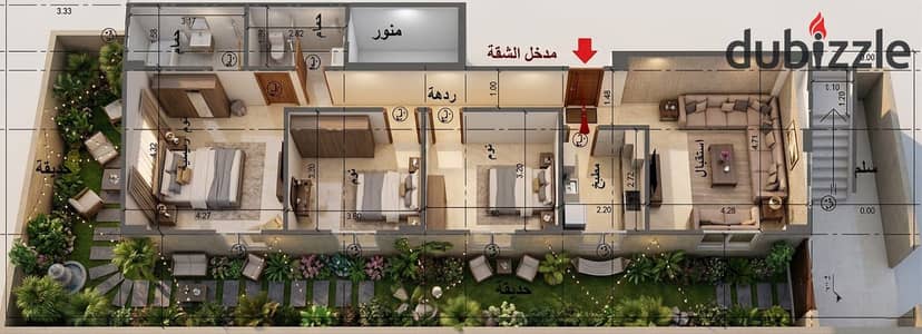 جراج ومخزن "هدية" مع شقتك الـ 134م بجاردن خاص بالنورث هاوس