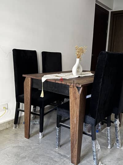 dining room 5 piece MDF wood and velvet chairs